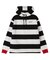 CONTRAST RIB STRIPED HOODED TOP