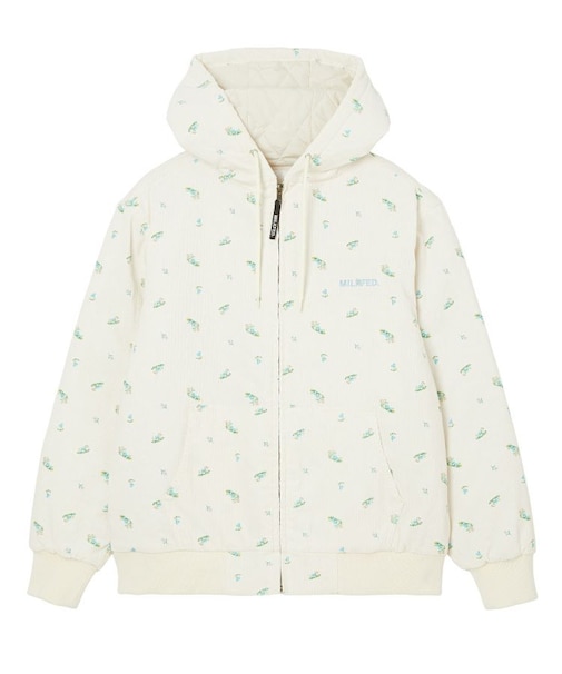 LOGO EMBROIDERED CORDUROY HOODED JACKET