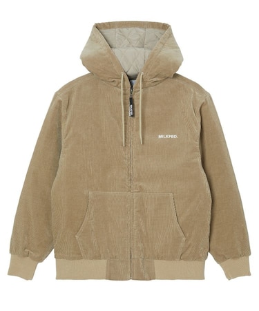 LOGO EMBROIDERED CORDUROY HOODED JACKET