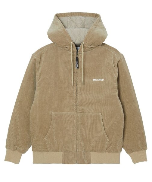 LOGO EMBROIDERED CORDUROY HOODED JACKET