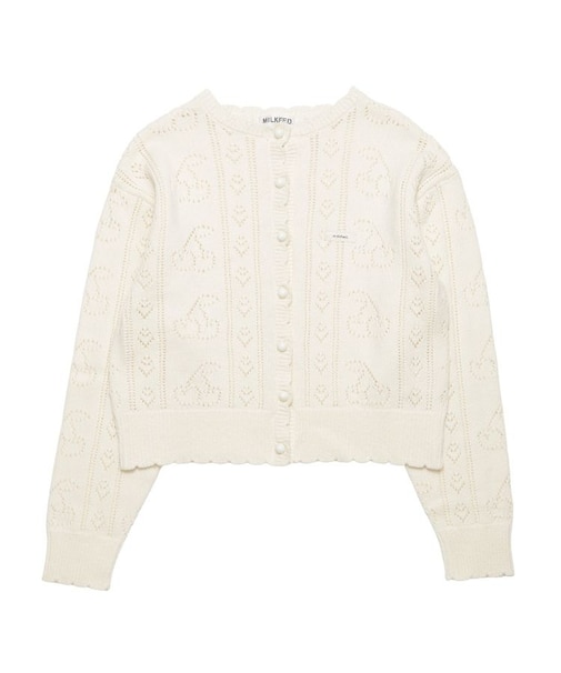 CHERRY OPEN KNIT CARDIGAN