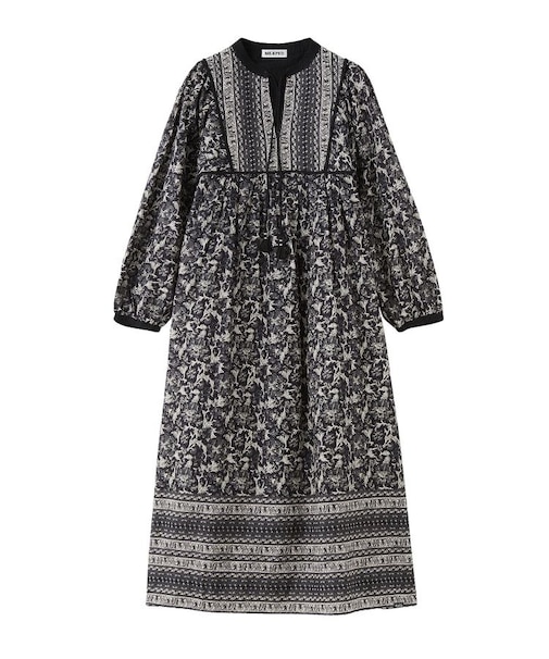 PRINTED TASSEL TIE DRESS