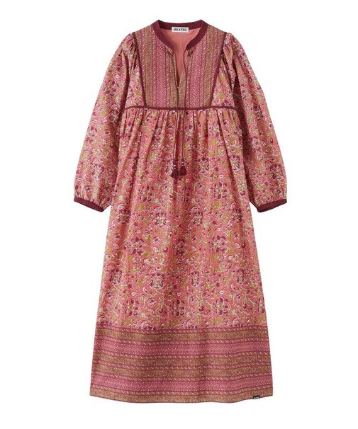 PRINTED TASSEL TIE DRESS