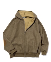 ELBOW PATCH ZIP OPEN SWEATSHIRT