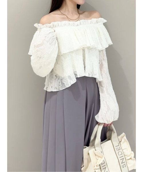 ジャガードプリーツクロップドブラウス SNIDEL｜ジャガードプリーツクロップドブラウス | Rakuten