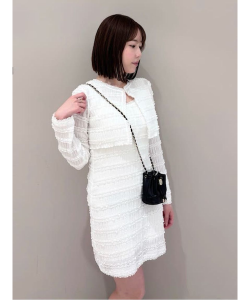 【ゆりあ】SNIDEL カーデセットカットレースワンピース ブラック SNIDEL ワンピース カーデセットカットレースワンピース