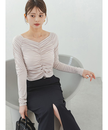 【WEB限定カラーあり】ギャザーオフショルカットソー
