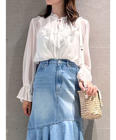 シフォンボウタイブラウス