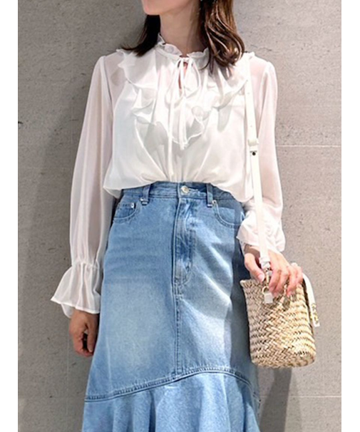 シフォンボウタイブラウス