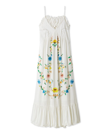 フラワーエンブロイダリーマキシワンピース