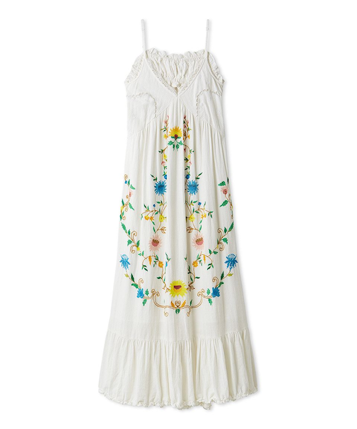 フラワーエンブロイダリーマキシワンピース