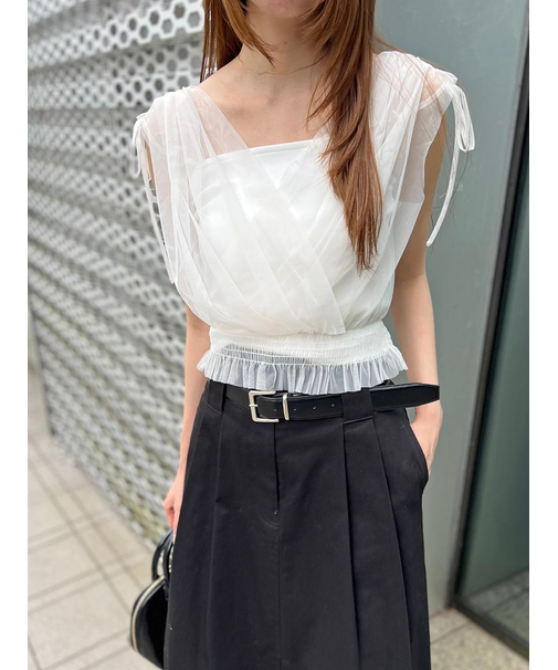 チュールレイヤードカシュクールカットプルオーバー