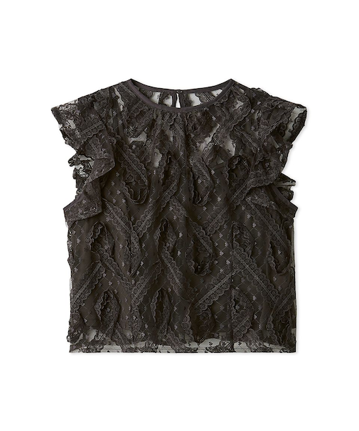 レースフリルプルオーバー