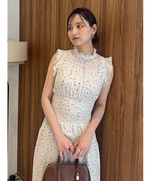 ノースリーブプリントワンピース