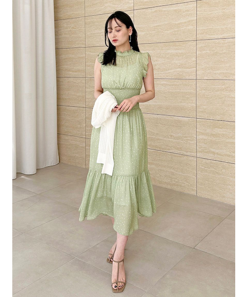 ノースリーブプリントワンピース