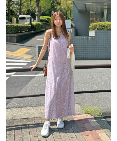 レイヤードプリントキャミワンピース