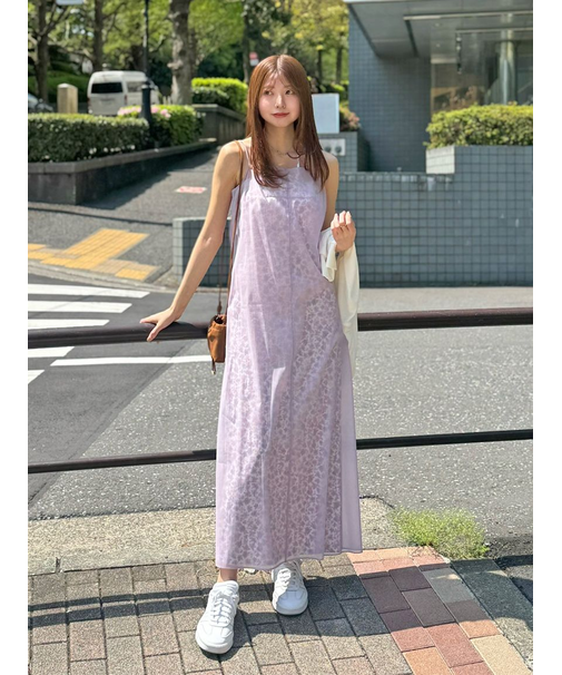 レイヤードプリントキャミワンピース