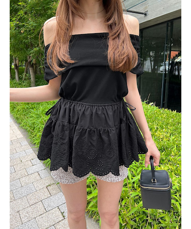 カットオフショルペプラムプルオーバー