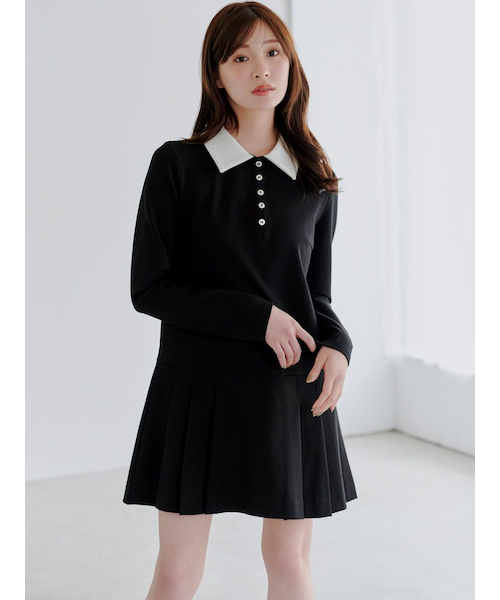 衿つきプリーツカットミニワンピース SNIDEL（スナイデル） ワンピース 衿つきプリーツカットミニワンピース