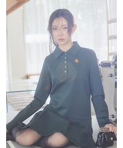 衿つきプリーツカットミニワンピース