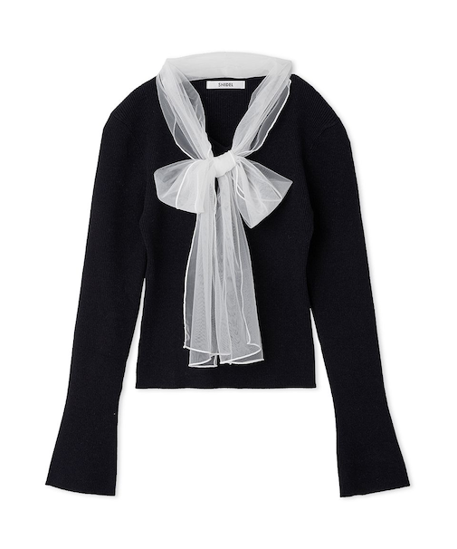 ニュアンスリボンニットプルオーバー