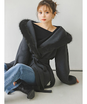 ファーフードニットコート