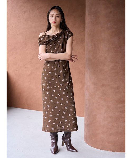 フラワープリントドレープワンピース｜スナイデルの通販｜&mall