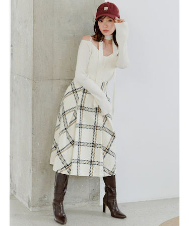 Sustainableロービングチェックミドルスカート