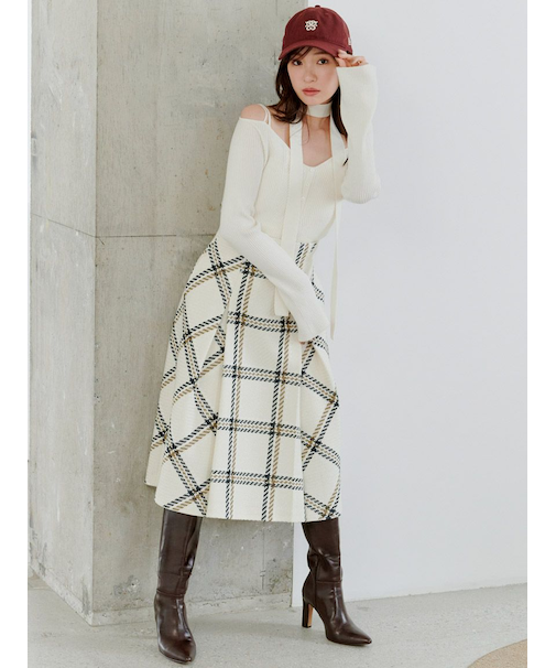 Sustainableロービングチェックミドルスカート