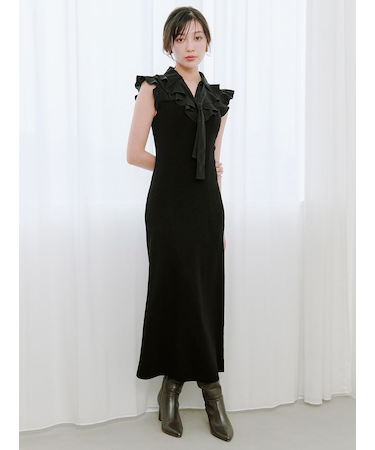 Sustainableフリルカラードッキングワンピース