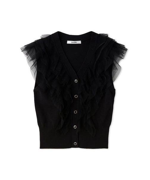 Sustainableチュールフリルニットプルオーバー