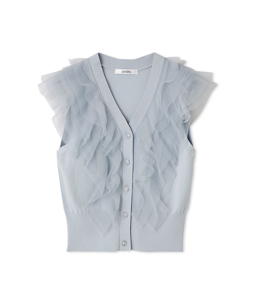 Sustainableチュールフリルニットプルオーバー