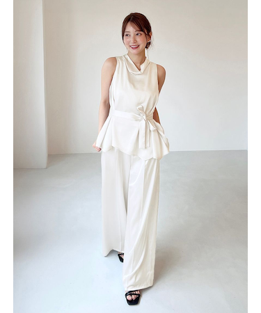 サテンワイドパンツ