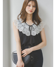 エンブロイダリーレースカラーブラウス
