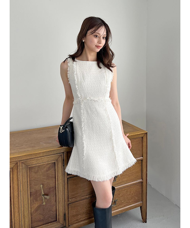 ツイードミニワンピース