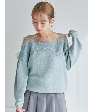 レーストリミングニットプルオーバー