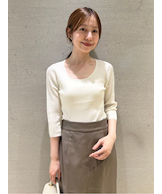 Uネックシンプルリブニットプルオーバー