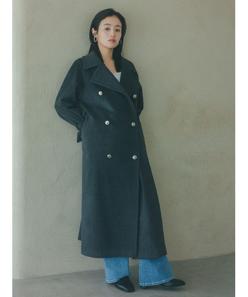 ウールカシミヤスタンドカラーコート