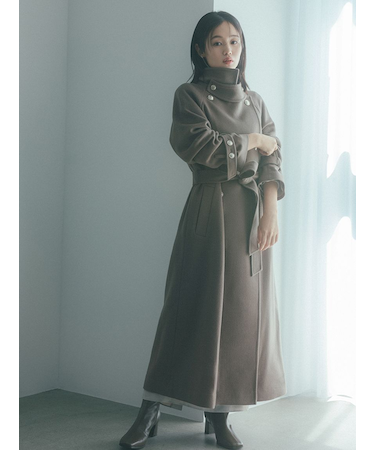 ウールカシミヤスタンドカラーコート