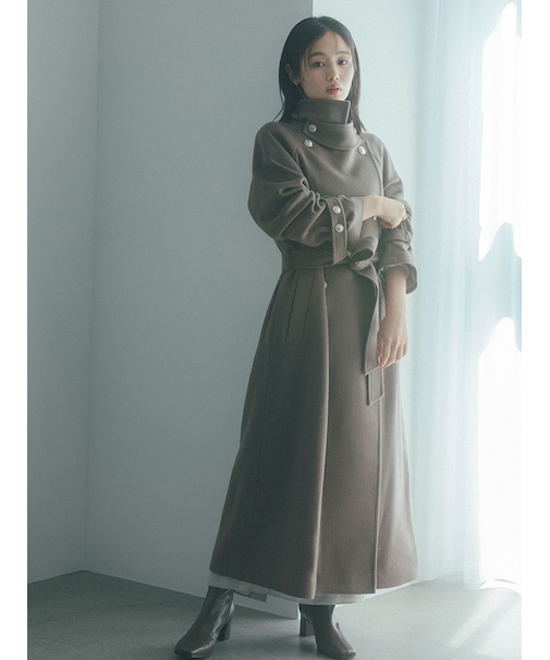 ウールカシミヤスタンドカラーコート