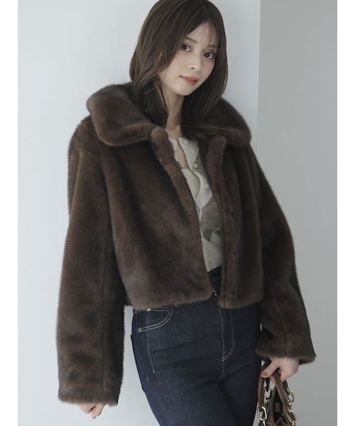 ステンカラーショートファーコートジャケット｜スナイデルの通販