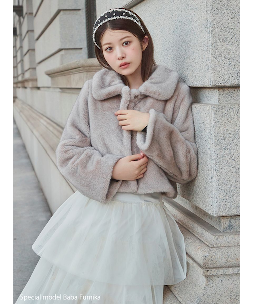 ステンカラーショートファーコートジャケット