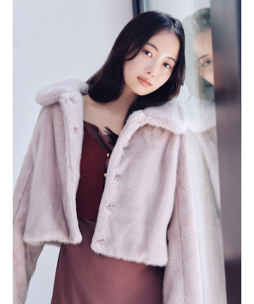 ステンカラーショートファーコートジャケット｜スナイデルの通販