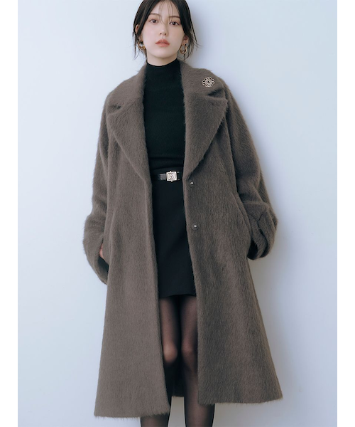 ブローチ付きシャギーロングコート｜スナイデルの通販｜&mall（アンド