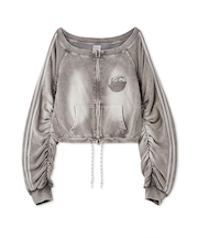 【SNIDEL/NUTMEG】オフショルジップロゴプルオーバー