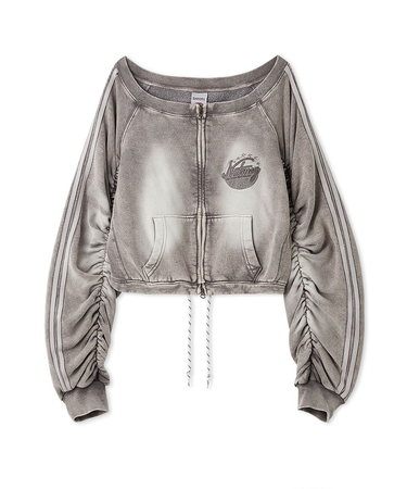 【SNIDEL/NUTMEG】オフショルジップロゴプルオーバー