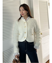 ファーライクフリルニットジャケット