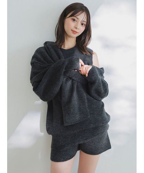 畦ニットショートパンツ