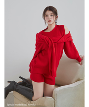 畦ニットショートパンツ