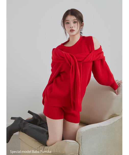 畦ニットショートパンツ